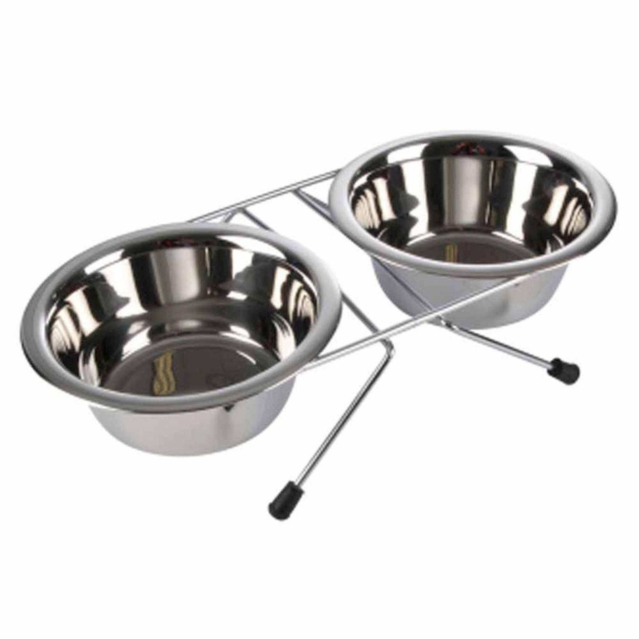 LOVE STORY Lot de 2 gamelles pour chien & chat  inox  13cm argent