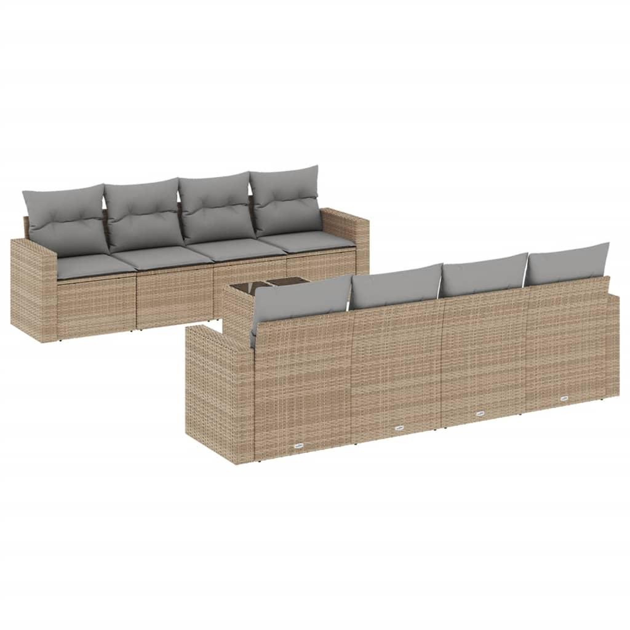 Voir la diapositive 2 : VIDAXL Salon de jardin avec coussins 9 pcs beige resine tressee