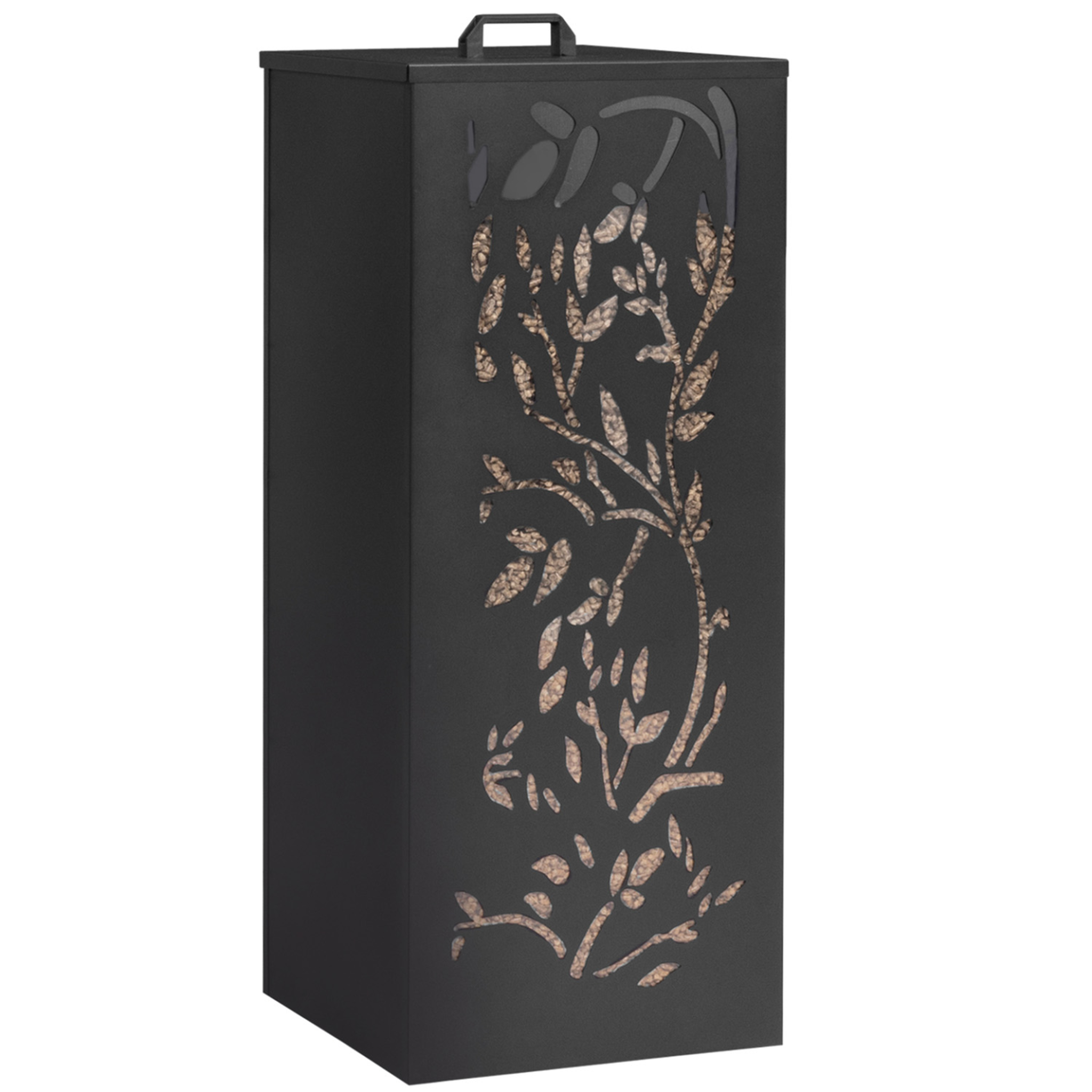 ID MARKET Réservoir à granulés 55 kg noir rangement à pellets 36 x 36 x 87 cm - motif floral