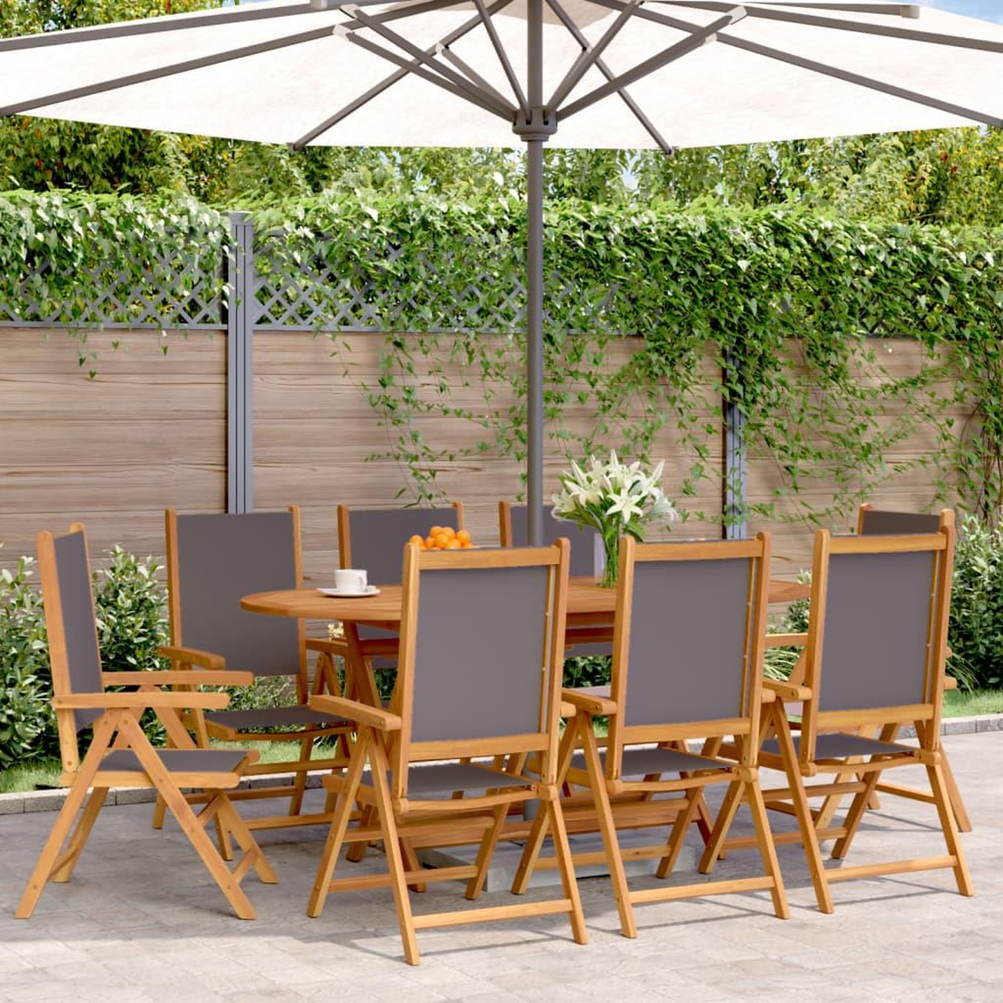VIDAXL Chaises inclinables de jardin lot de 8 tissu et bois massif