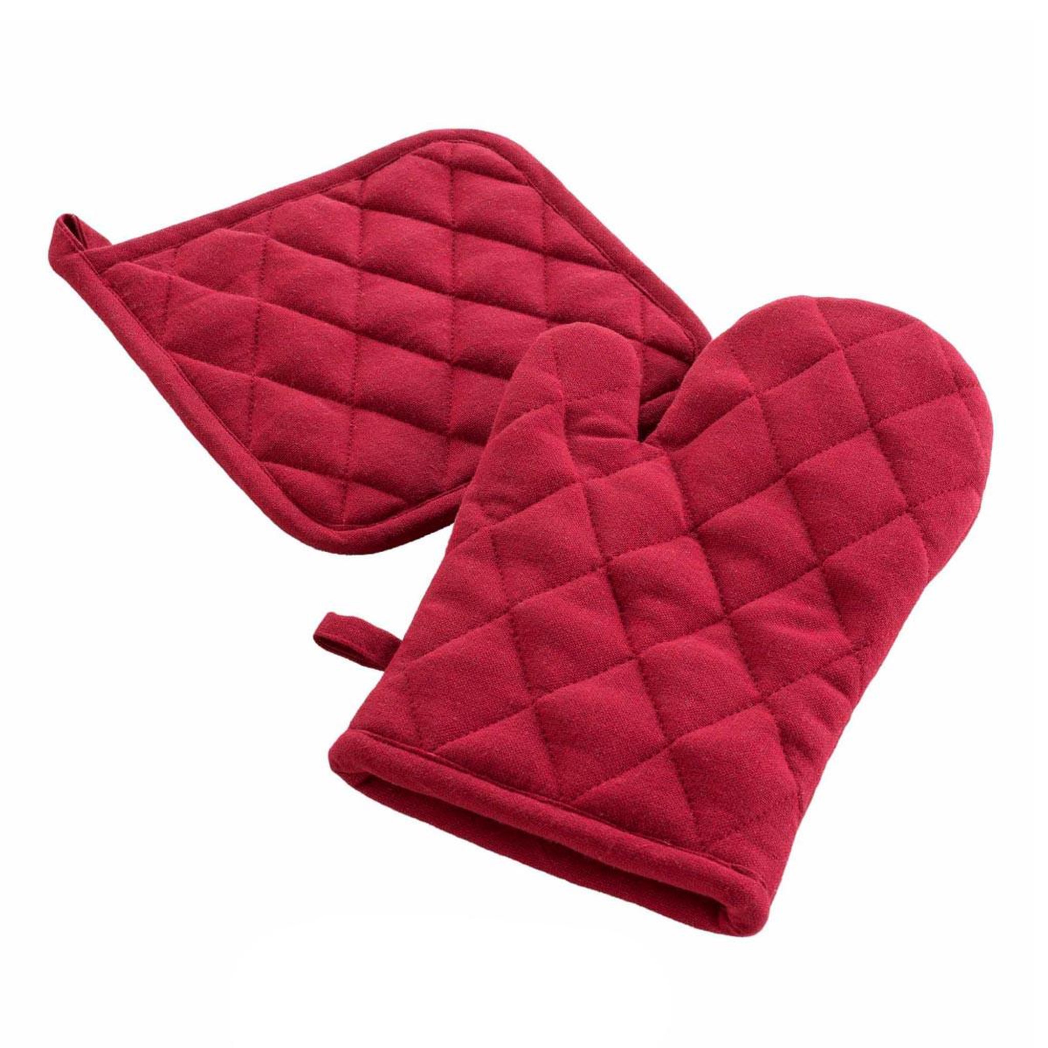 Douceur d'Intérieur Gant & manique uni  cerisette  28cm rubis