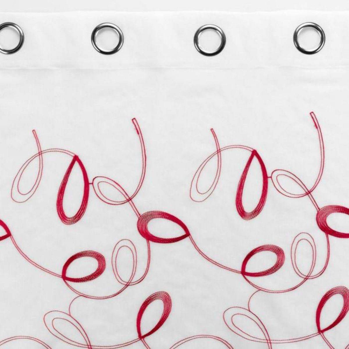 Paris Prix Rideau Voilage à Œillets  Hoops  140x280cm Rouge