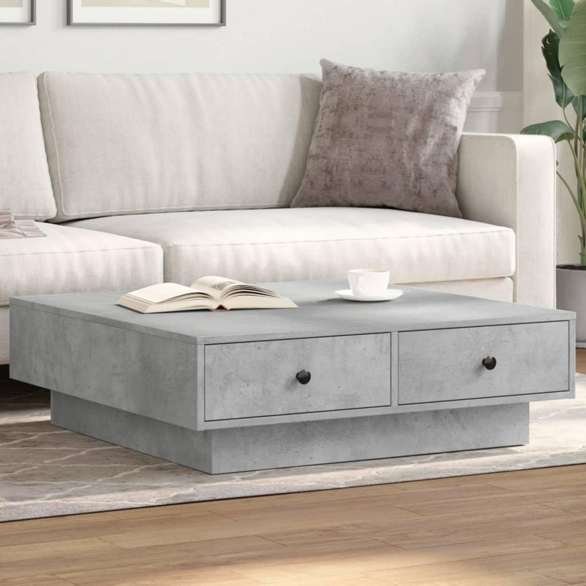 VIDAXL Table basse Gris beton 90x90x28 cm Agglomere