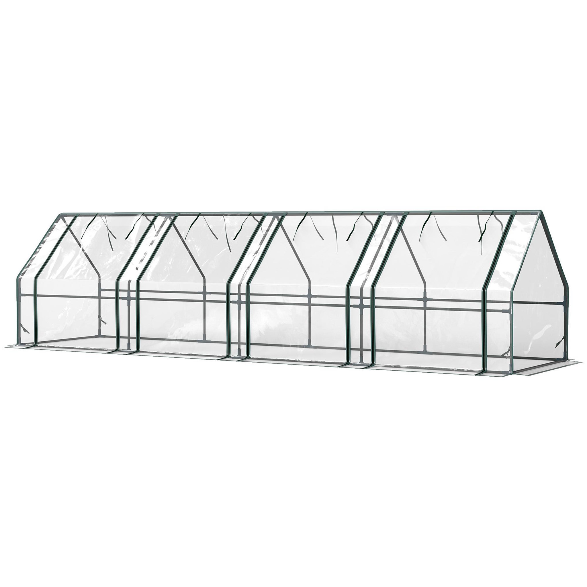Voir la diapositive 5 : OUTSUNNY Mini serre tunnel de jardin fenêtres enroulables acier pe transparent