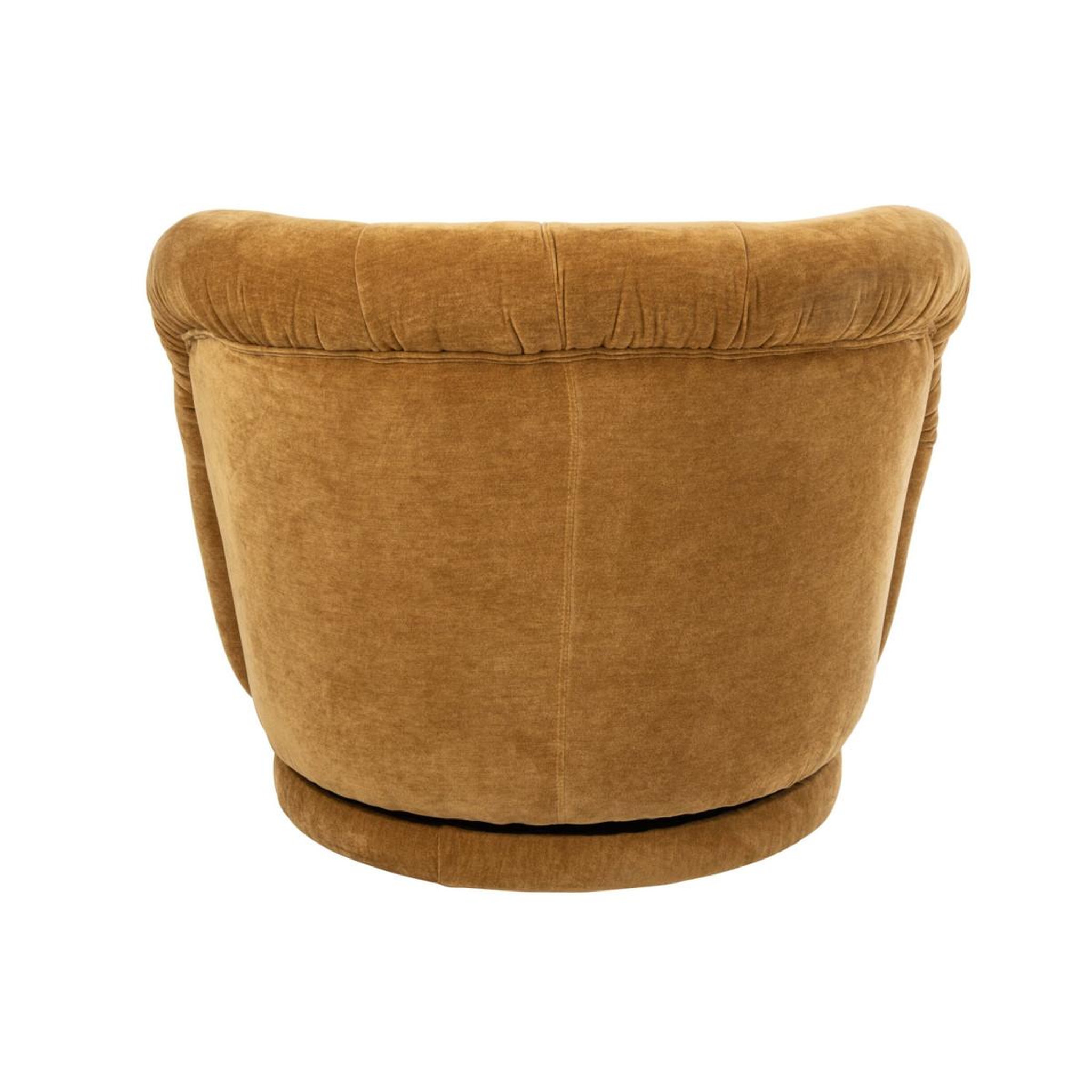 Voir la diapositive 4 : J-LINE Fauteuil pivotant en tissu  macaron  87cm moutarde