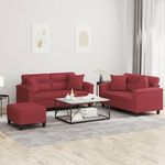 VIDAXL Ensemble de canapes 3 pcs et coussins rouge bordeaux similicuir