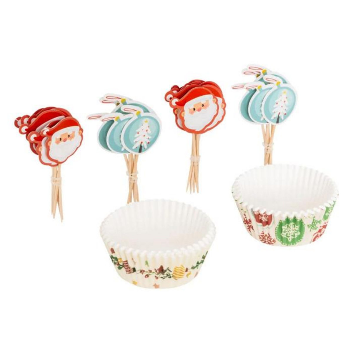 FIVE Lot de 50 Caissettes & 25 Piques  Noël  7cm Multicolore