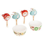 FIVE Lot de 50 Caissettes & 25 Piques  Noël  7cm Multicolore