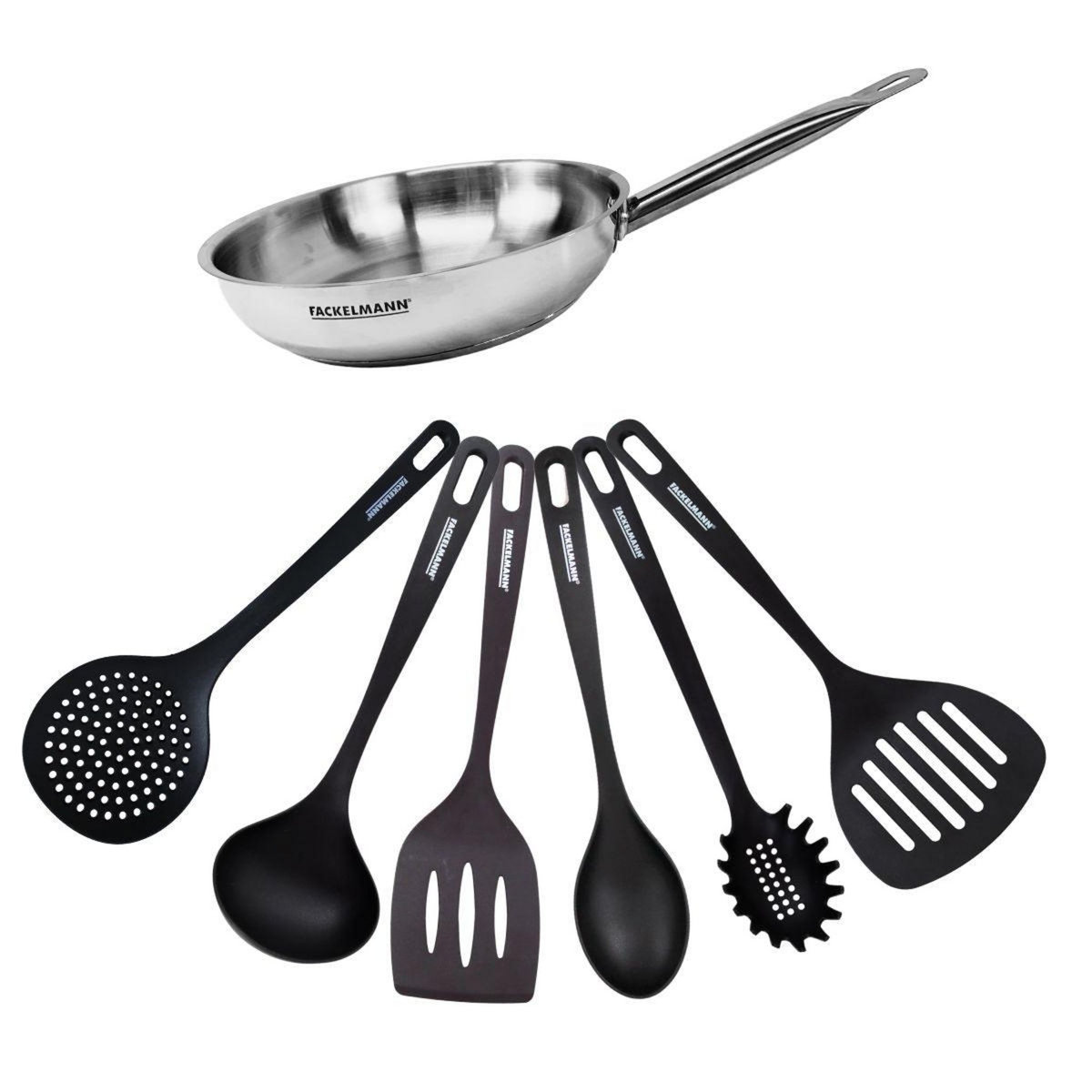 Fackelmann Set de 1 poêle 24 cm en inox et 6 ustensiles Fackelmann Eterna