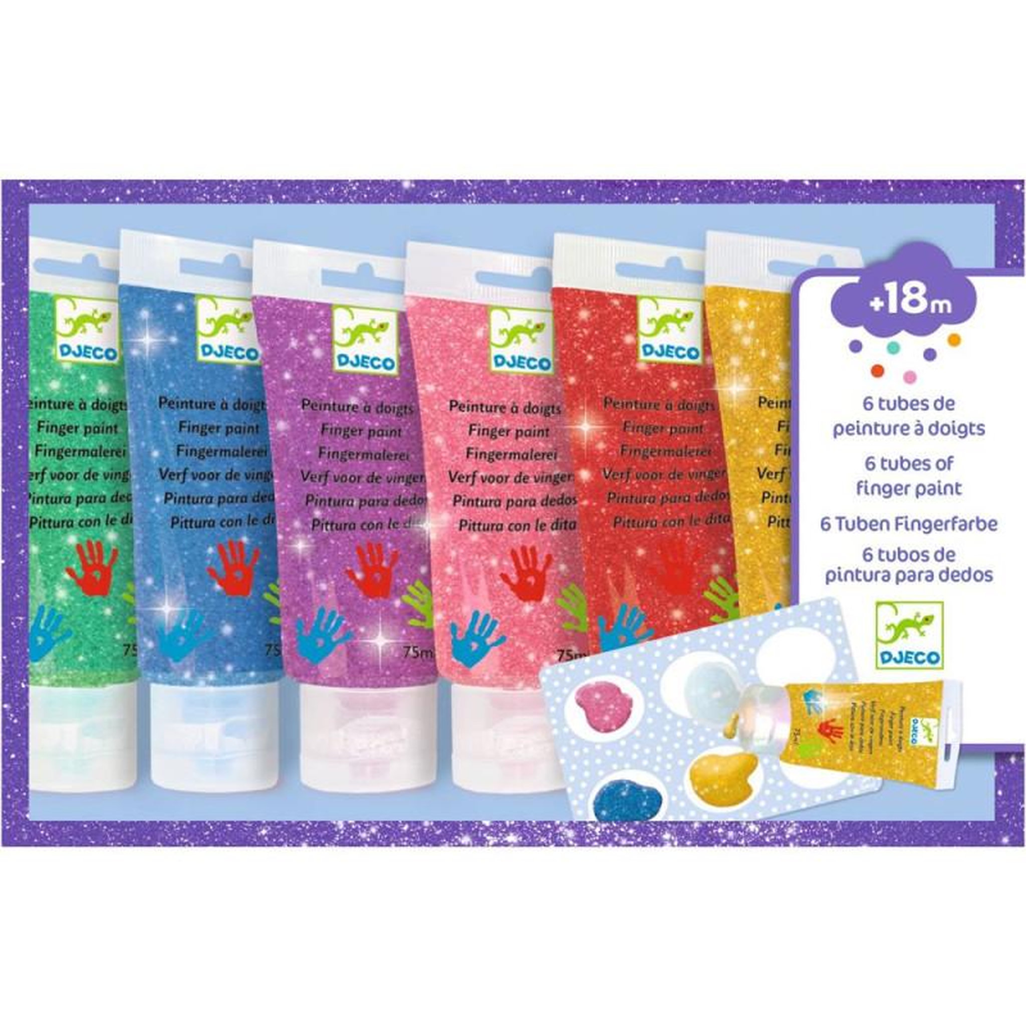 Djeco Peinture enfant Djeco Tubes de peinture à doigts avec des paillettes