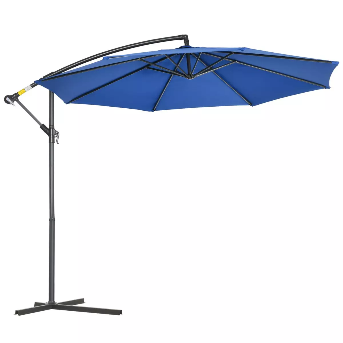 OUTSUNNY Parasol déporté octogonal inclinable rabattable diamètre 2,97 m parasol de jardin avec pied en croix bleu
