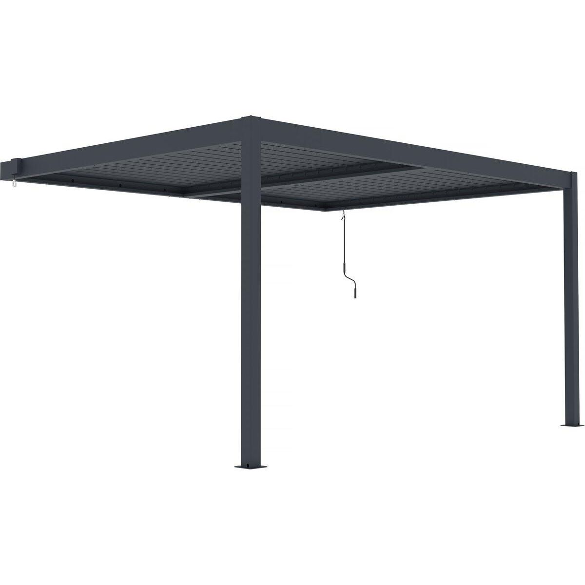 Habitat et Jardin Pergola adossée en aluminium  Windsor  - Gris anthracite - 3 x 4 m