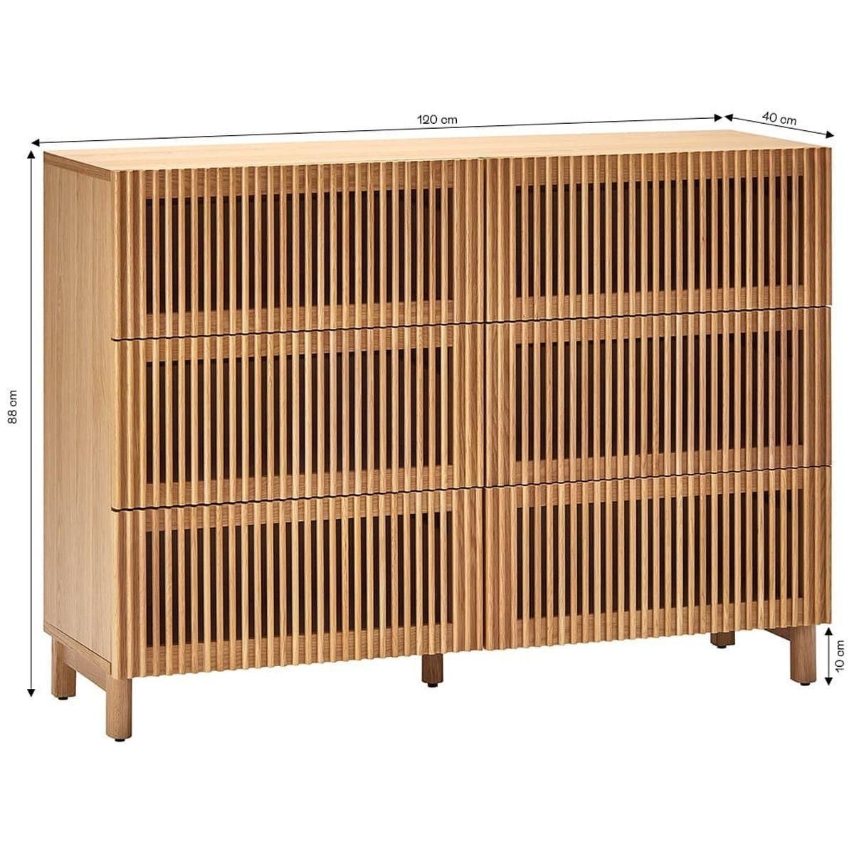 HOMIFAB Commode 6 tiroirs en bois 120 cm - Umea