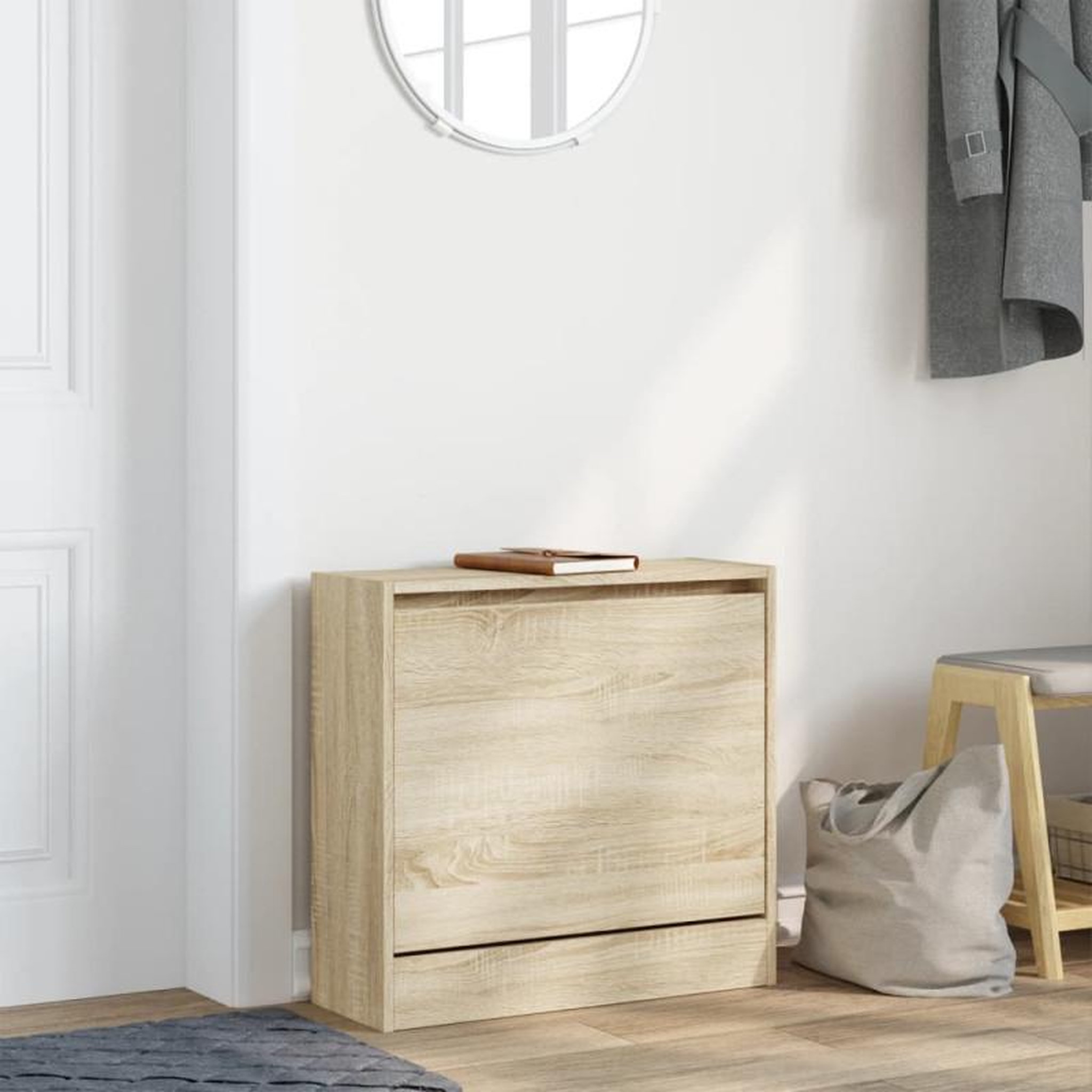 Voir la diapositive 3 : VIDAXL Armoire à chaussures chêne sonoma 60x21x57 cm bois d ingénierie