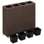 Voir la diapositive 3 : VIDAXL Lit sureleve de jardin 4 pots 80x22x79 cm Resine Tressee Marron