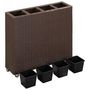 Voir la diapositive 3 : VIDAXL Lit sureleve de jardin 4 pots 80x22x79 cm Resine Tressee Marron