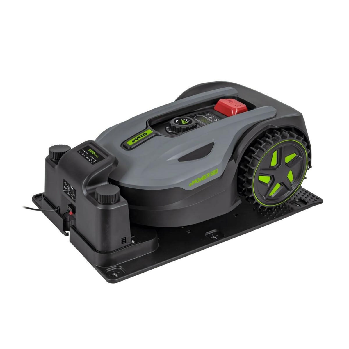 VITO Robot Tondeuse 20V Batterie 2.5Ah 500m2 - Station de charge - Cable périphérique 130m- Autonomie 1h30 VITO