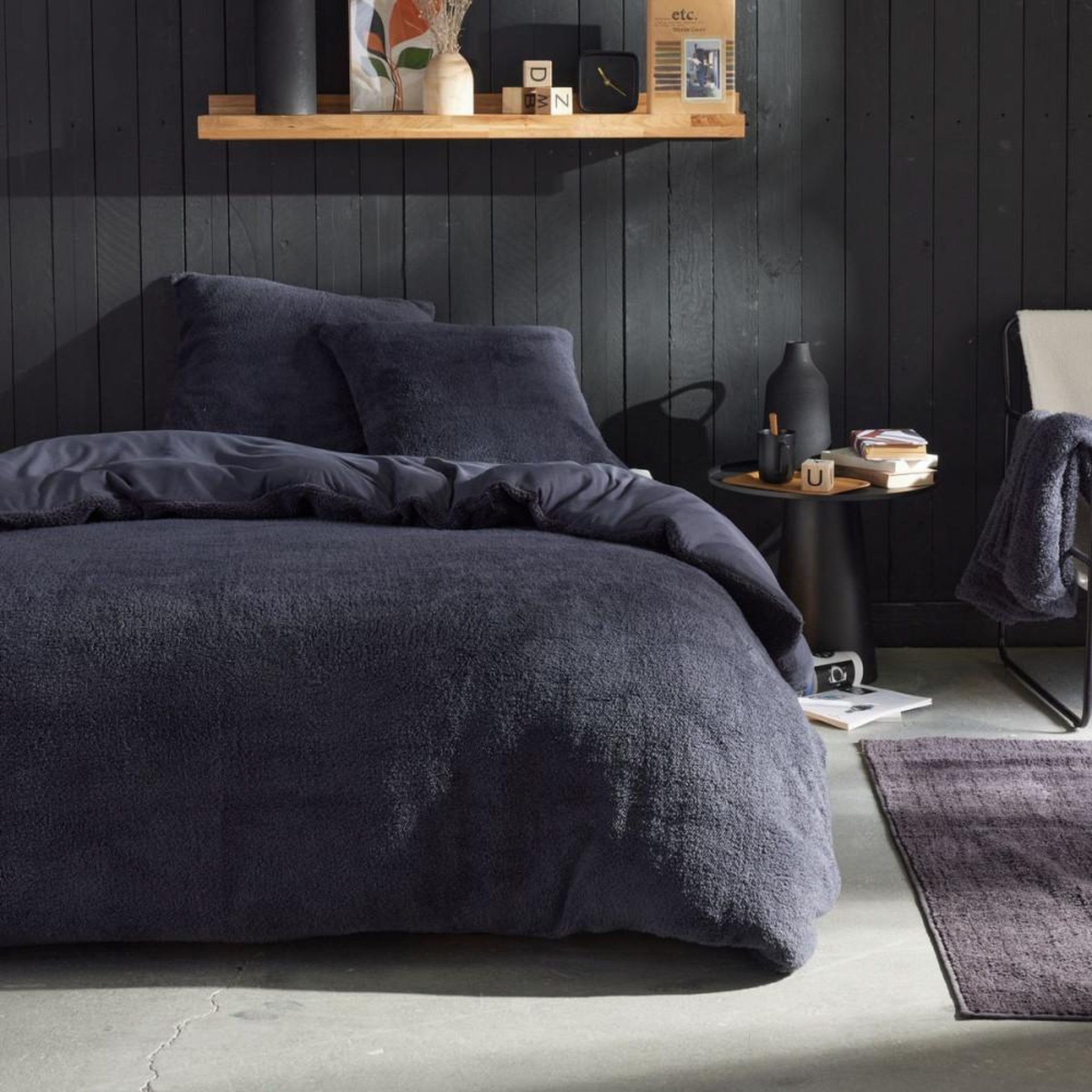 Today Parure de lit - TODAY - Teddy - 2 personnes - 220 x 240 cm - Gris anthracite uni
