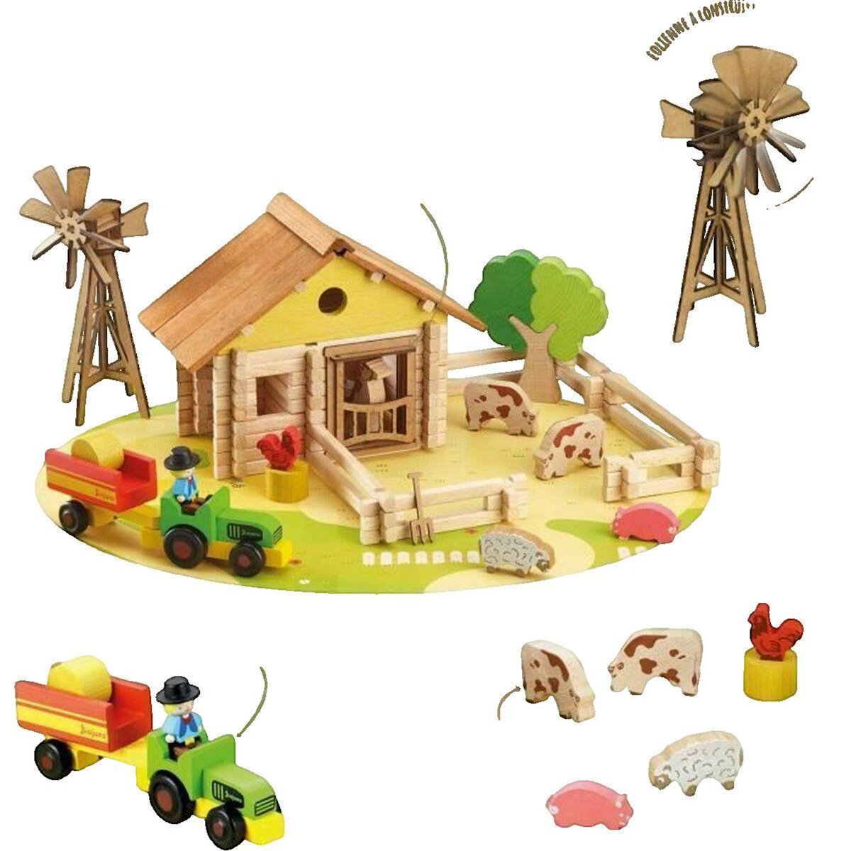 JeuJura Jeu de construction Jeujura Ma Ferme en bois 145 pièces