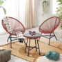 Voir la diapositive 6 : ID MARKET Salon de jardin IZMIR table et 2 fauteuils oeuf cordage terracotta