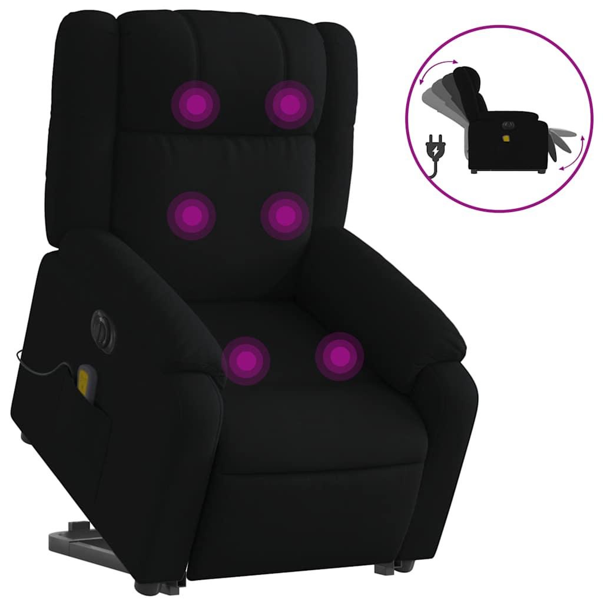 Voir la diapositive 2 : VIDAXL Fauteuil inclinable de massage electrique Noir Tissu