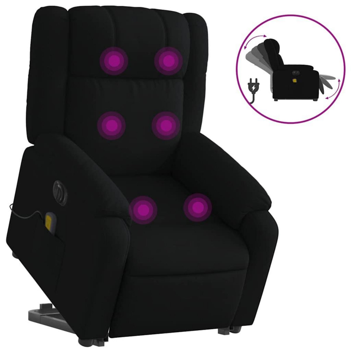 VIDAXL Fauteuil inclinable de massage electrique Noir Tissu