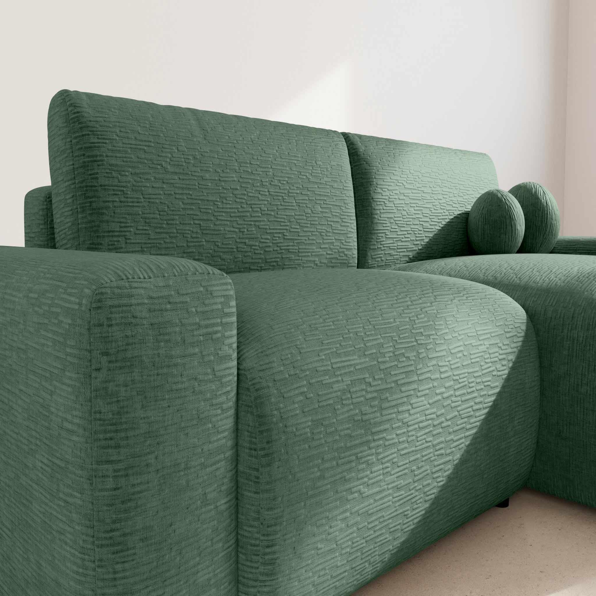 Voir la diapositive 5 : BEST MOBILIER Constance - canapé d'angle réversible 4 places convertible avec coffre en velours gaufré