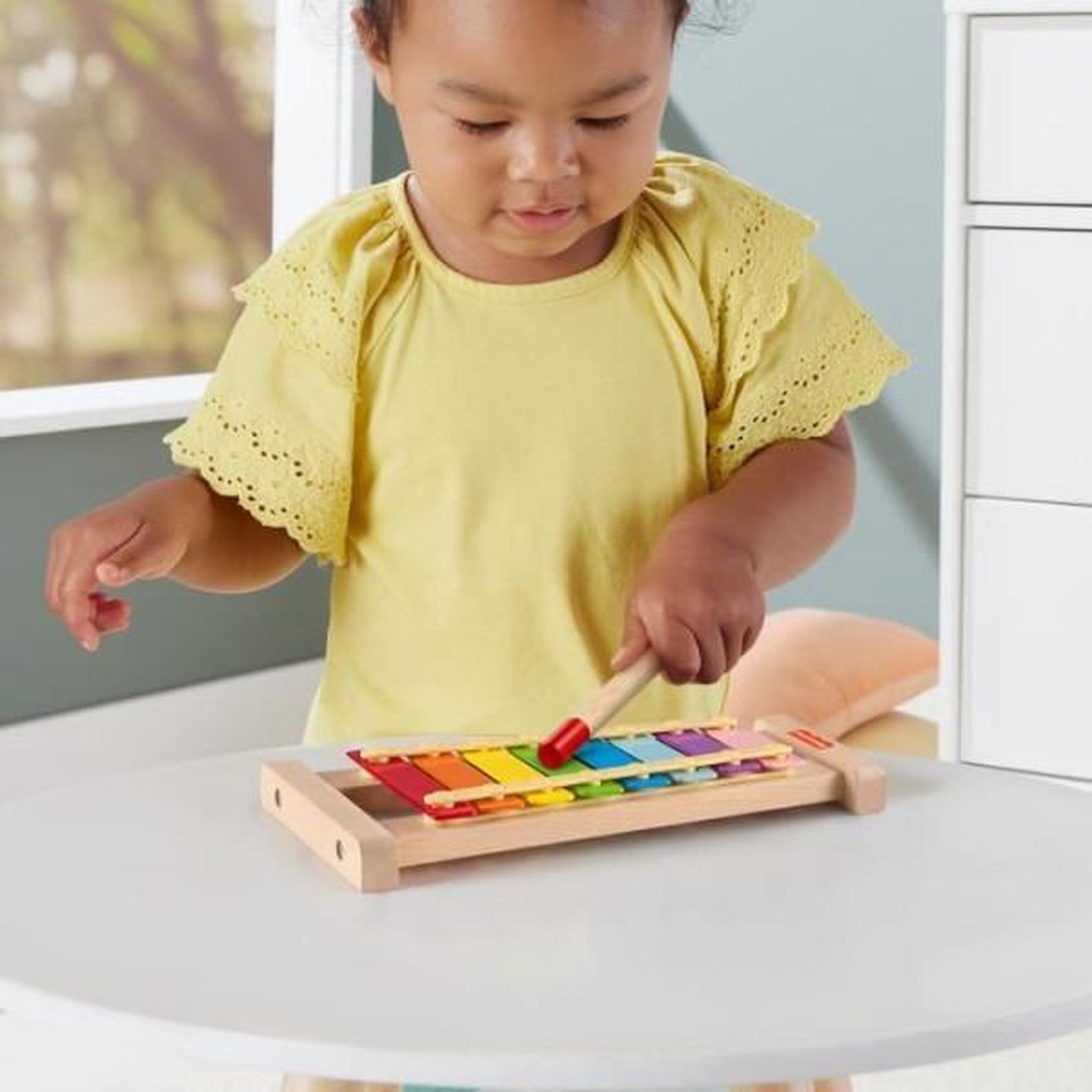 Voir la diapositive 5 : FISHER PRICE Fisher-Price-Xylophone en bois, instrument de musique avec 2 pieces HXV13