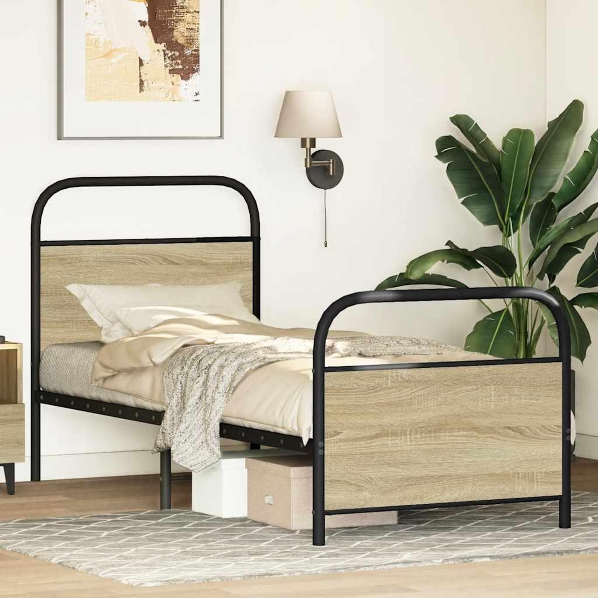 Voir la diapositive 3 : VIDAXL Cadre de lit sans matelas 75x190cm chene sonoma bois ingenierie