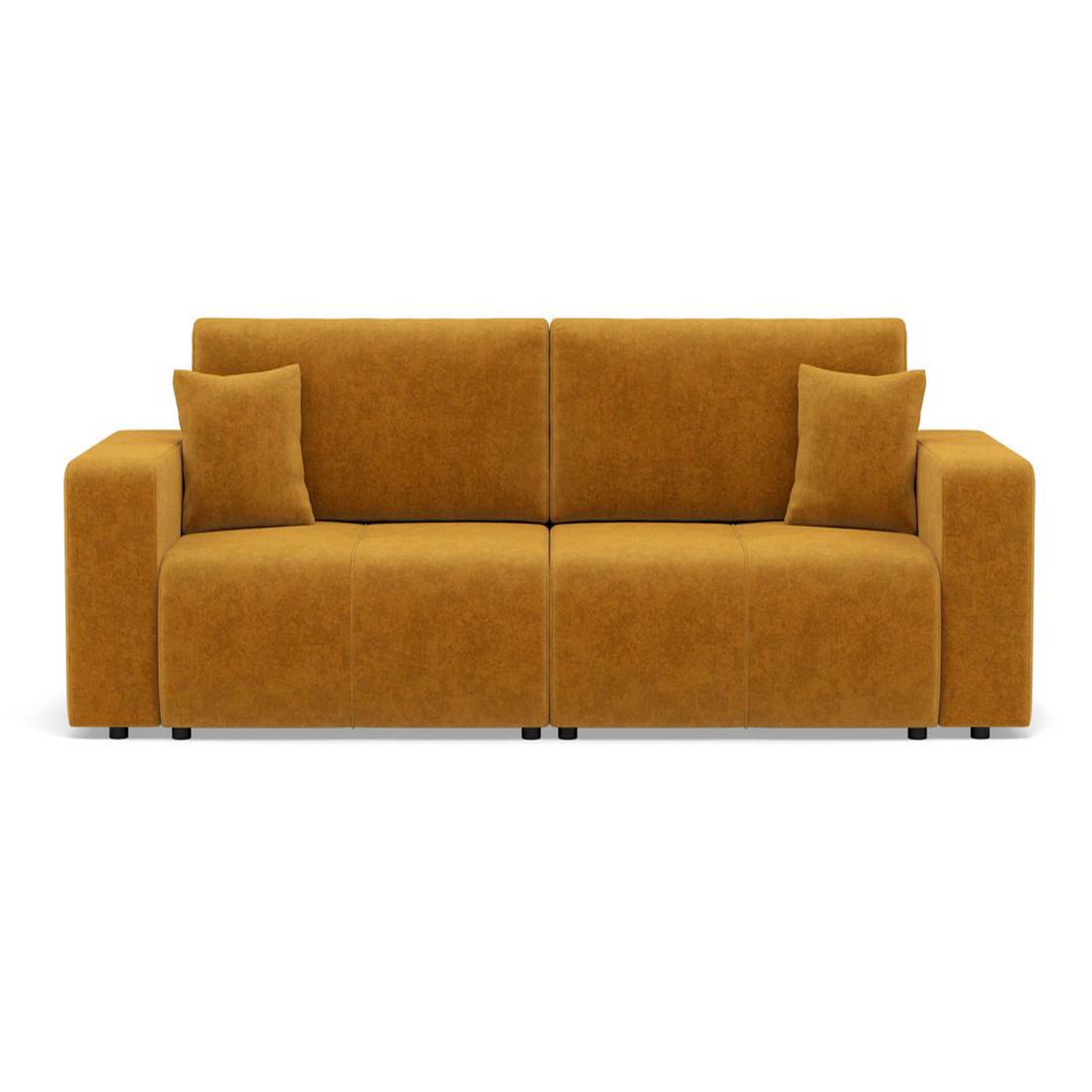 BEST MOBILIER Nicole - canapé droit 4 places convertible avec coffre en tissu. Coloris disponibles : Gris, Orange, Marron, Jaune, Beige
