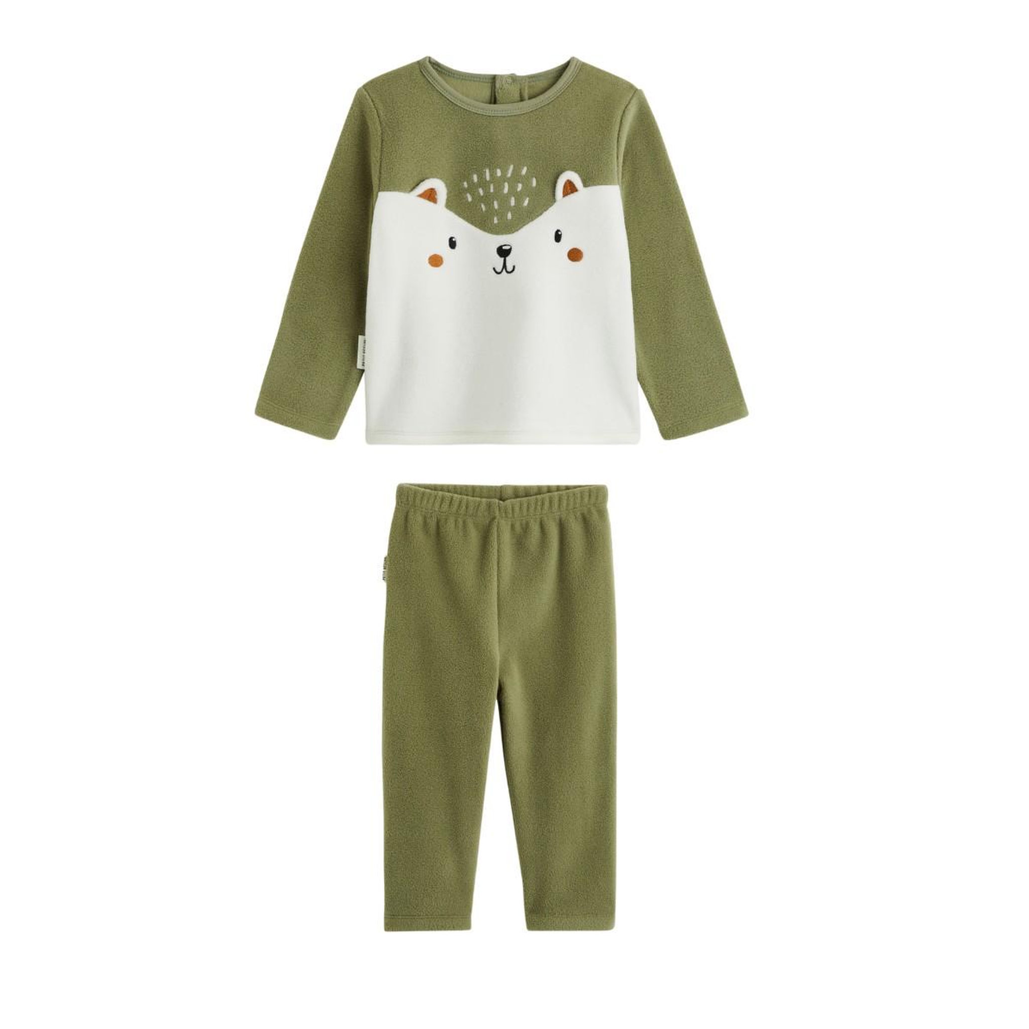 Petit BÃ©guin Pyjama enfant 2 pièces en polaire ginkgo. Coloris disponibles : Vert
