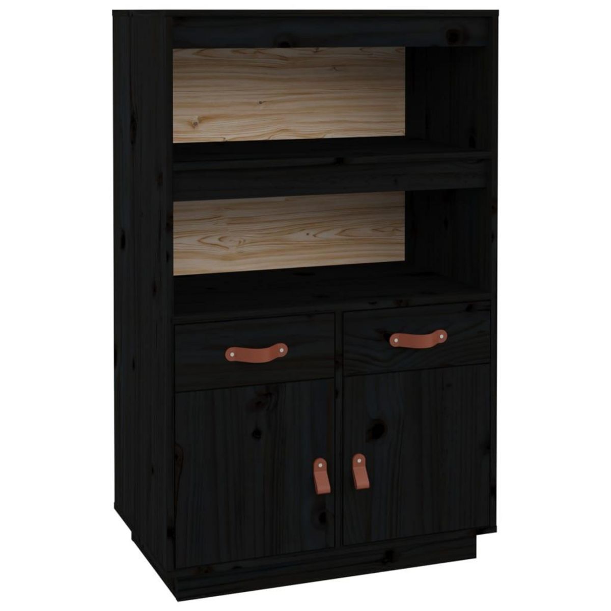 VIDAXL Buffet haut Noir 67x40x108,5 cm Bois massif de pin
