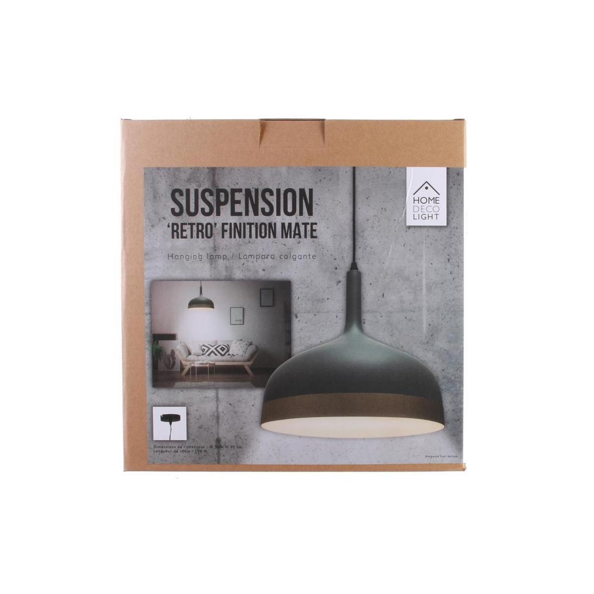 Voir la diapositive 4 : The Home Deco Factory Lampe Suspension  Cloche  30cm Gris & Or