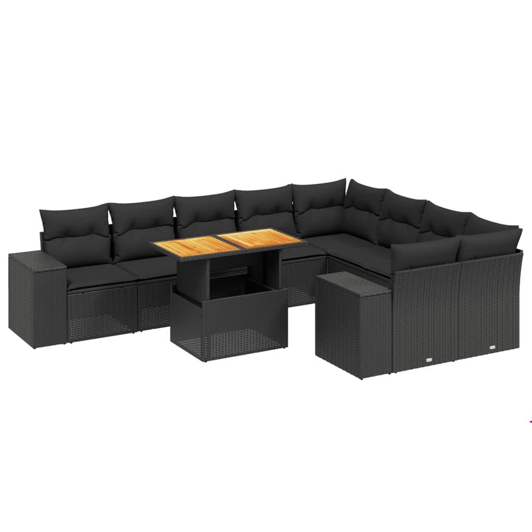 Voir la diapositive 2 : VIDAXL Salon de jardin 10 pcs avec coussins noir resine tressee