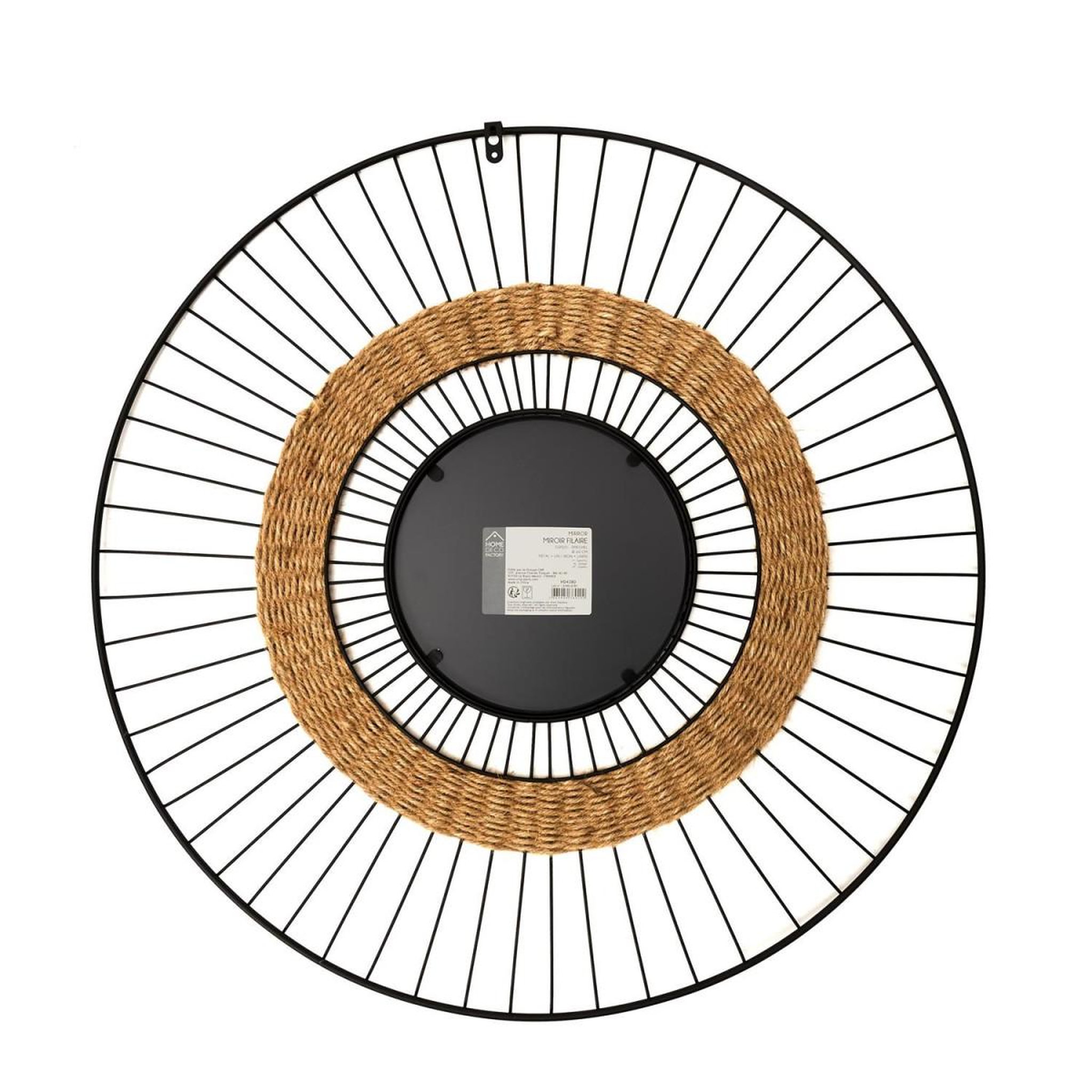 Voir la diapositive 3 : The Home Deco Factory Miroir Mural Design  Filaire  60cm Noir & Naturel