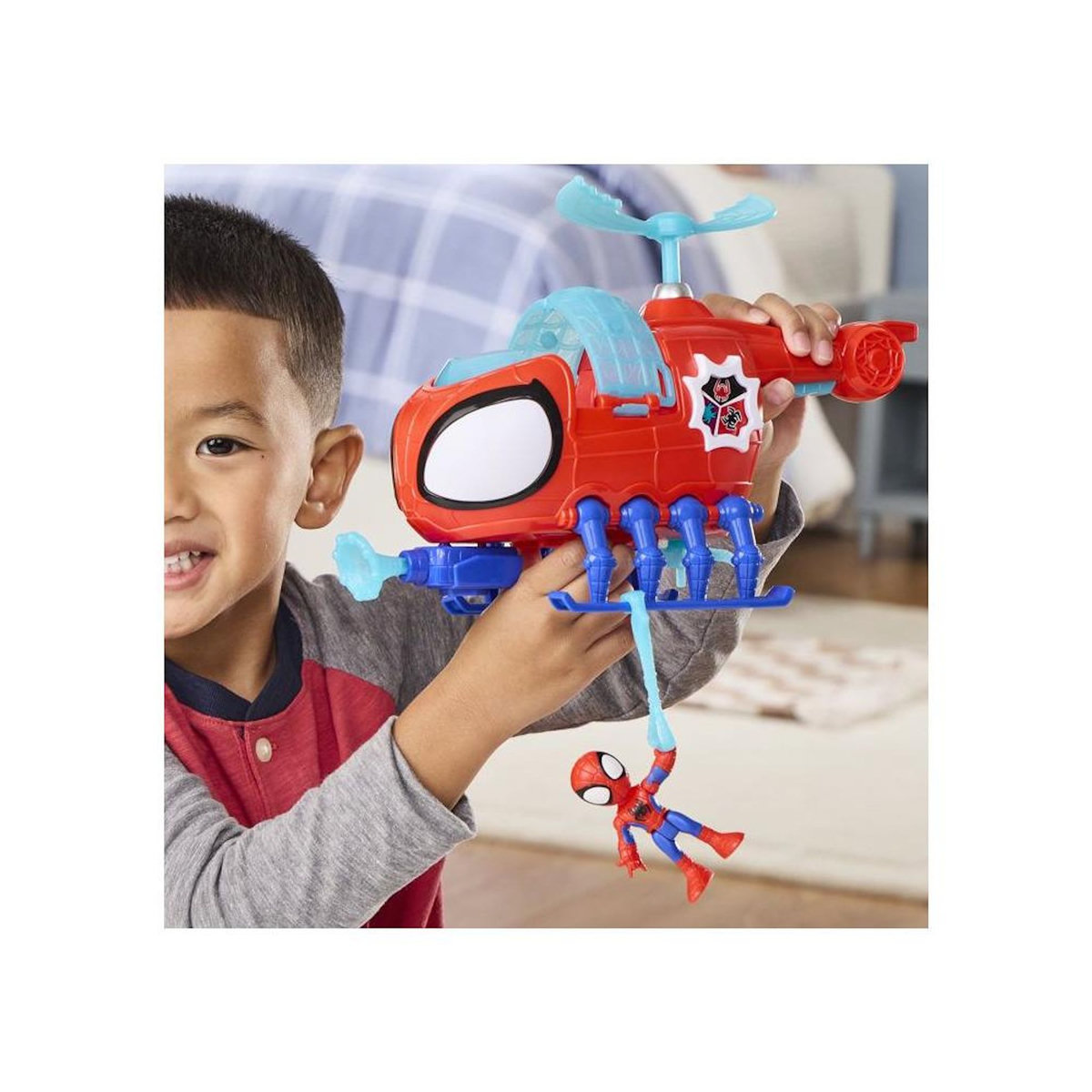 HASBRO Hélico de l'équipe Spidey, figurine de 7,5 cm et véhicule avec projectile, Marvel Spidey et ses Amis Extraordinaires, des 3