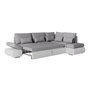 Voir la diapositive 4 : LOUNGITUDE Canapé d'angle réversible convertible SEVARA 4 places - PU blanc et tissu gris clair - Coffre de rangement - L267 x P200 x H90