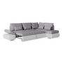 Voir la diapositive 4 : LOUNGITUDE Canapé d'angle réversible convertible SEVARA 4 places - PU blanc et tissu gris clair - Coffre de rangement - L267 x P200 x H90