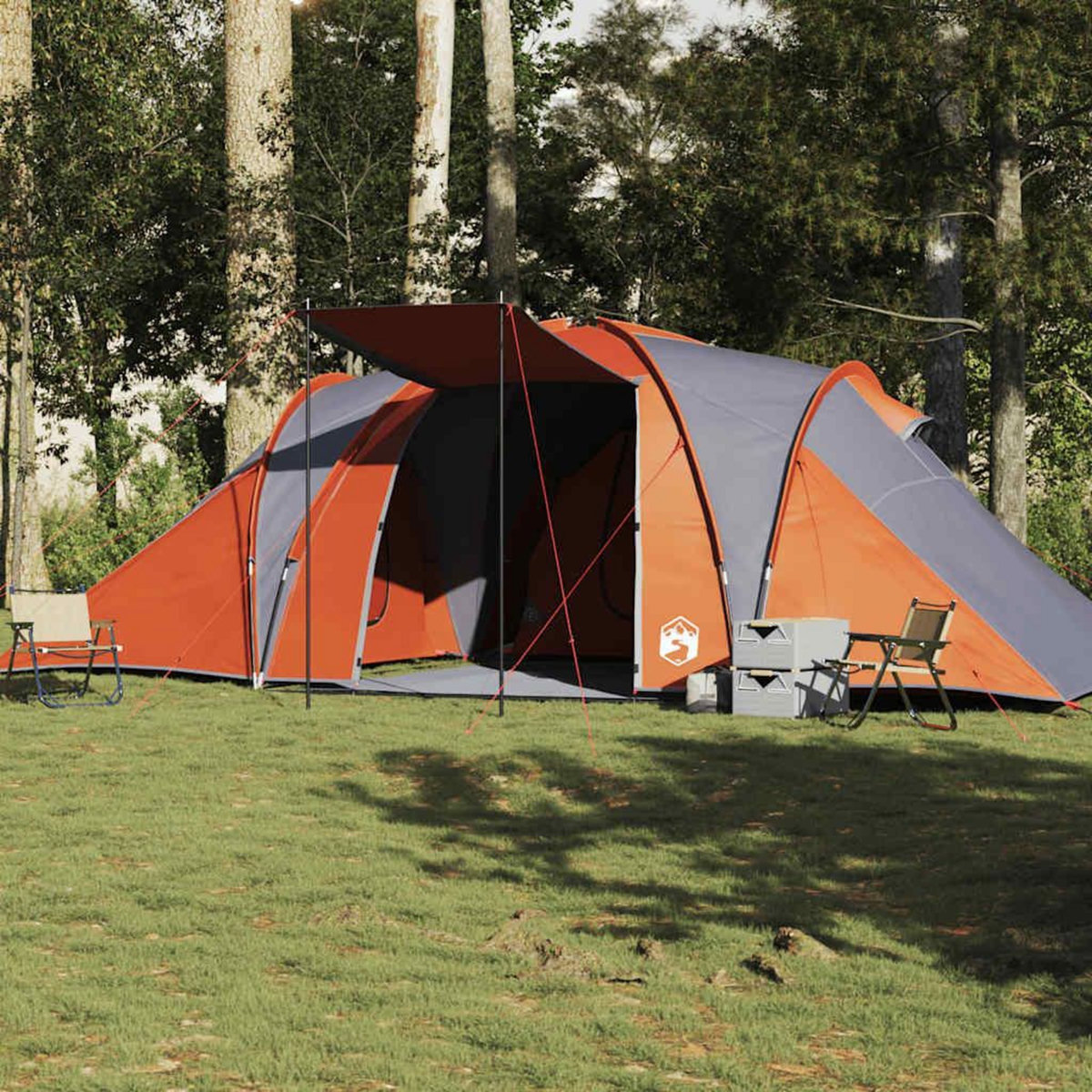 VIDAXL Tente familiale a dome 6 personnes gris et orange impermeable