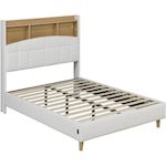 Habitat et Jardin Lit double led avec rangement tête de lit  Sarah  - 140 x 190 cm - Blanc