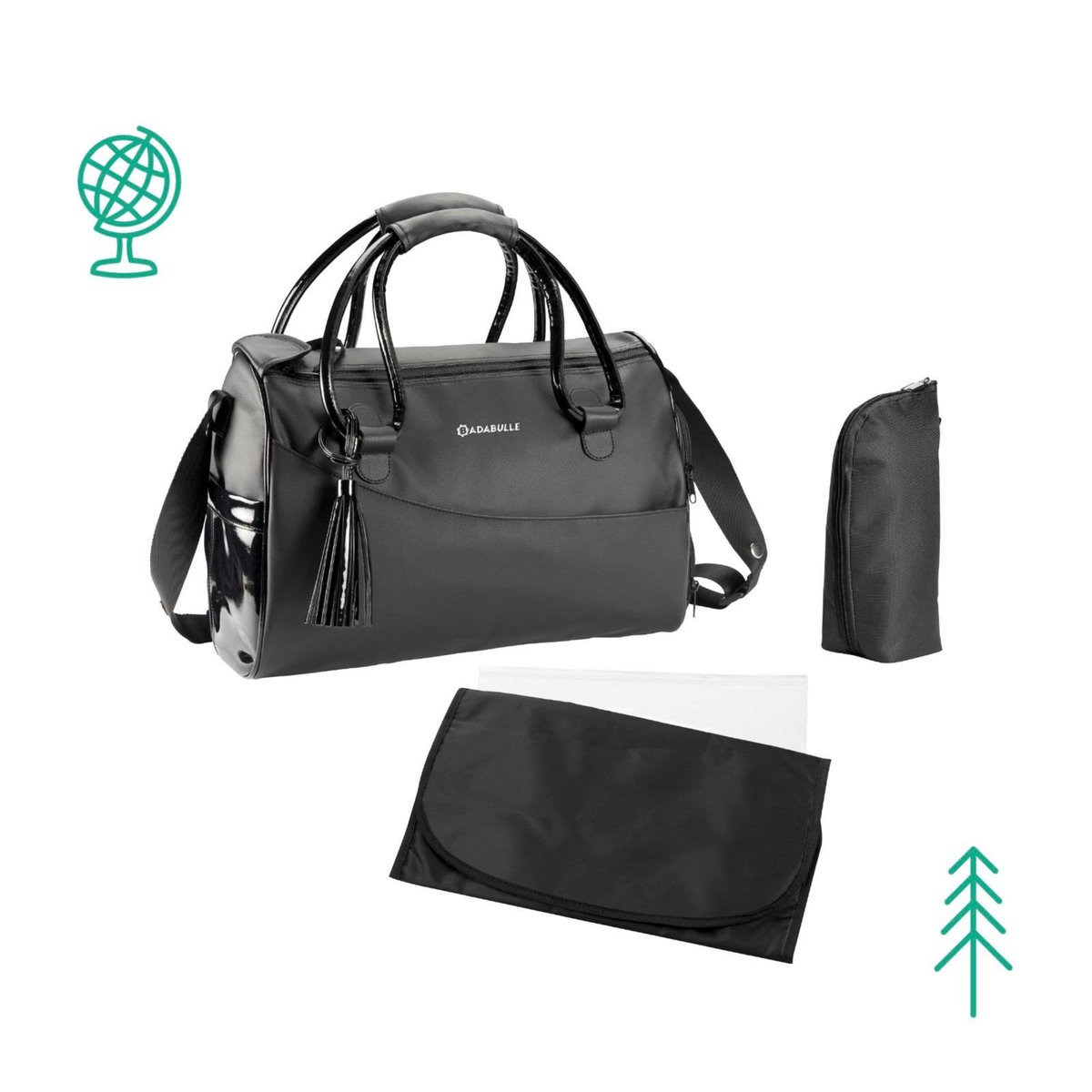 BADABULLE Sac à langer Glossy Badabulle - Poches intérieures et extérieures - Matelas à langer inclus