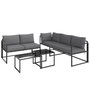 Voir la diapositive 1 : OUTSUNNY Ensemble salon de jardin d'angle 5 places 4 pièces modulables tables basses gigognes acier verre trempé noir gris
