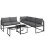 Voir la diapositive 1 : OUTSUNNY Ensemble salon de jardin d'angle 5 places 4 pièces modulables tables basses gigognes acier verre trempé noir gris