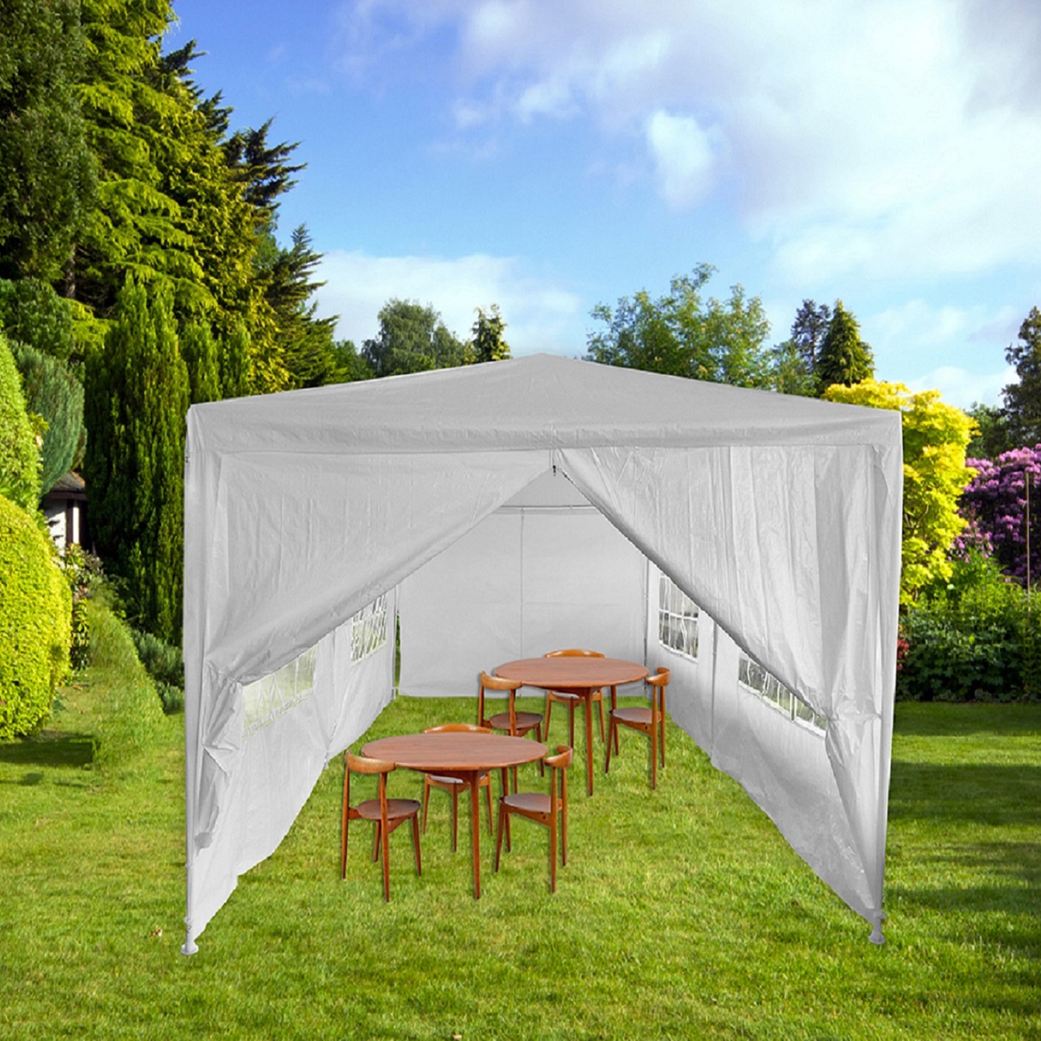 Voir la diapositive 2 : GARDENSTAR Tente/Tonnelle de réception jardin - Acier - 6x3x2.55m - Blanc