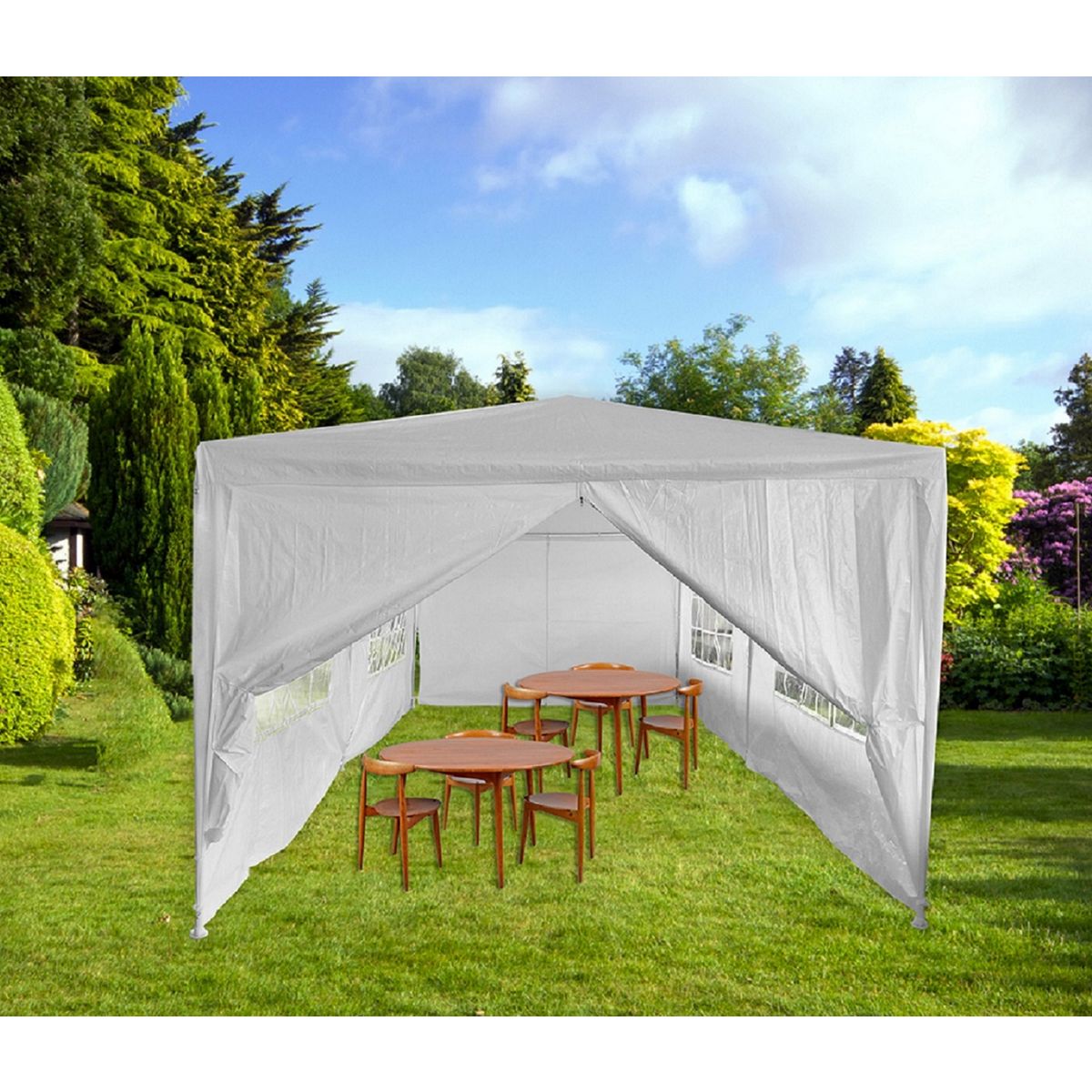 GARDENSTAR Tente/Tonnelle de réception jardin - Acier - 6x3x2.55m - Blanc