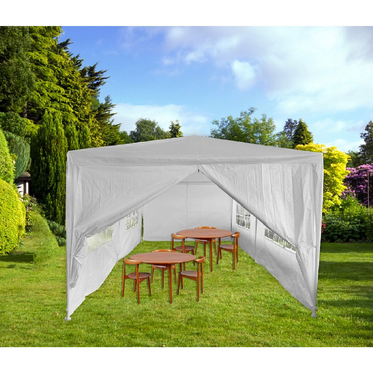 GARDENSTAR Tente/Tonnelle de réception jardin - Acier - 6x3x2.55m - Blanc