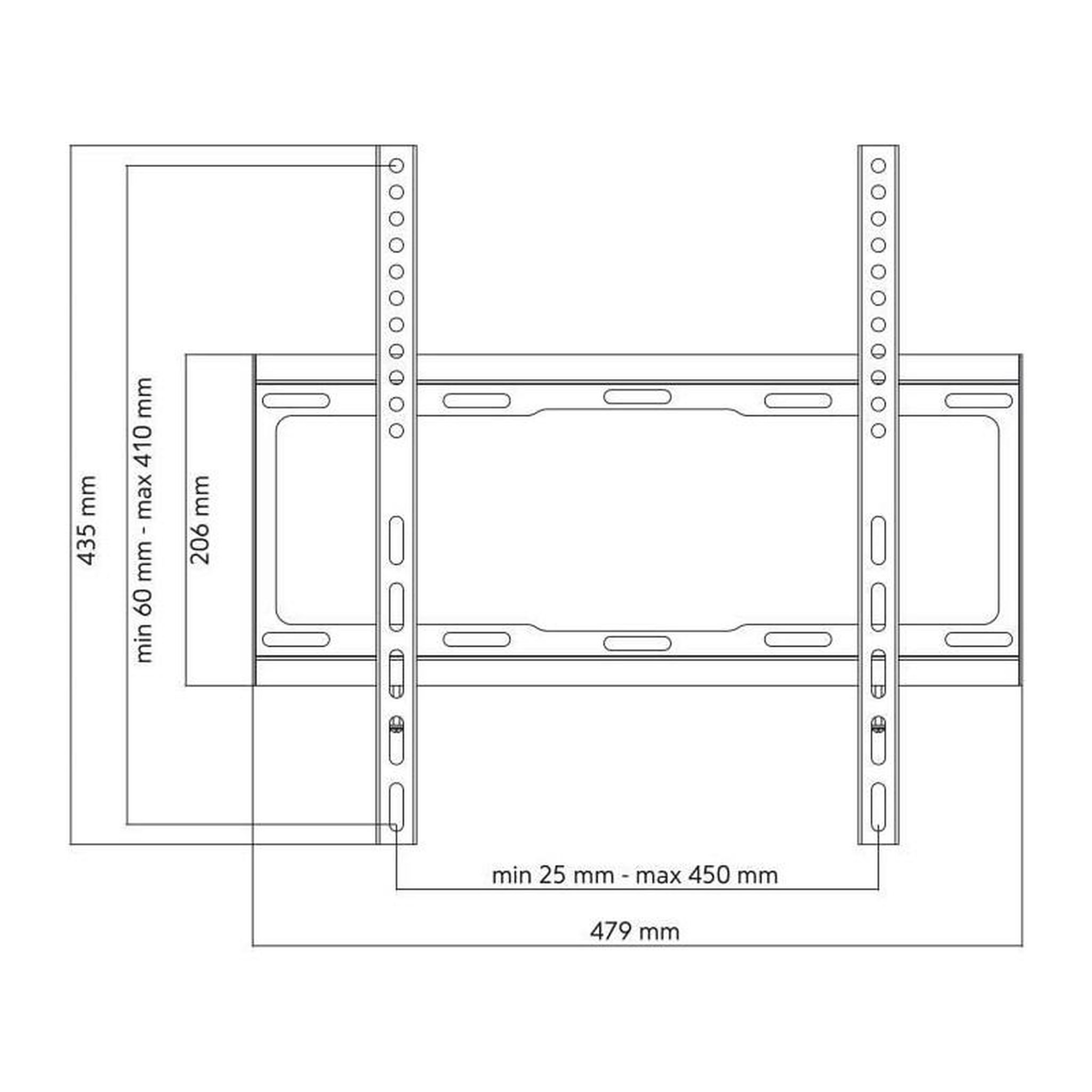 Voir la diapositive 3 : One For All ONE FOR ALL WM2411 - Support mural TV Support plat pour écran 32-65''/81-165cm - Pour TV max 100kgs - 25mm du mur
