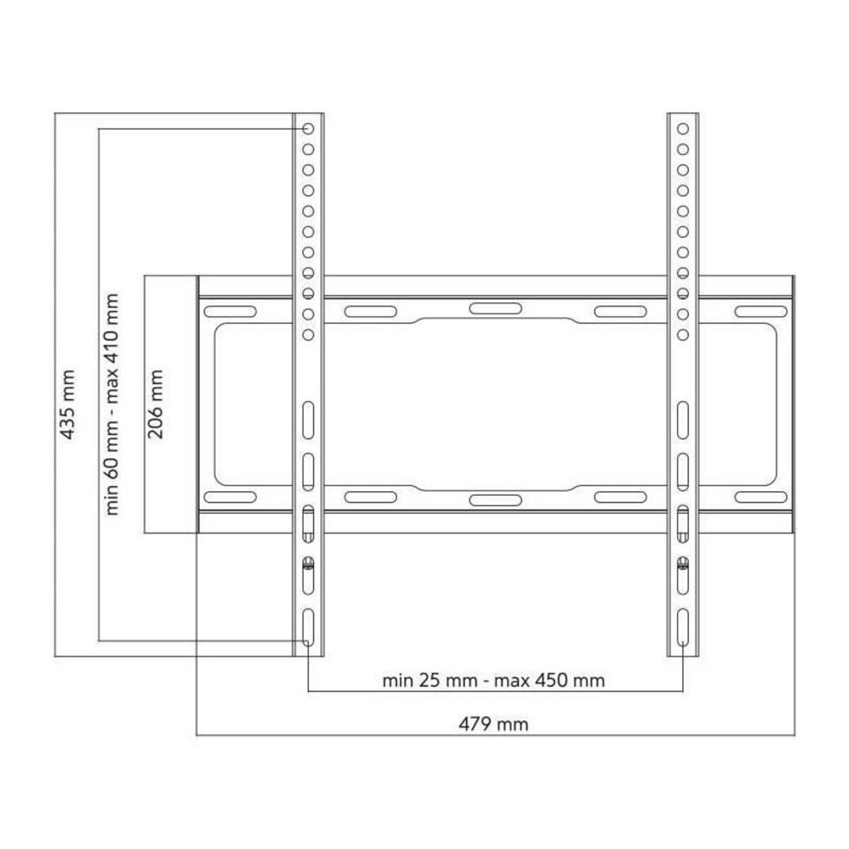 One For All ONE FOR ALL WM2411 - Support mural TV Support plat pour écran 32-65''/81-165cm - Pour TV max 100kgs - 25mm du mur