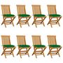 Voir la diapositive 1 : VIDAXL Chaises de jardin et coussins vert lot de 8 Bois de teck massif