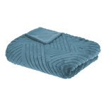 ATMOSPHERA Plaid imitiation fourrure effet 3D. Coloris disponibles : Bleu